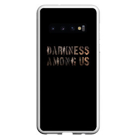 Чехол для Samsung Galaxy S10 с принтом DBD Darkness among us в Кировске, Силикон | Область печати: задняя сторона чехла, без боковых панелей | Тематика изображения на принте: among | darkness | daylight | dbd | dead | deadbydaylight | horror | killer | survival | us | выживание | к | мертвы | рассвету | ужас