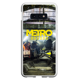 Чехол для Samsung S10E с принтом METRO EXODUS в Кировске, Силикон | Область печати: задняя сторона чехла, без боковых панелей | Тематика изображения на принте: ak47 | metro 2033 | metro exodus | апокалипсис | артем | глуховский | дорога | маски | ночь | оружие | поезд | противогаз | сталкеры