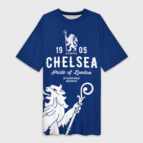 Платье-футболка 3D с принтом Челси в Кировске,  |  | blue is | chelsea | chelsea fc | ktbffh | the blues | апл | аристократы | клубная | лондон | пенсионеры | синие | фанатская | футбол | футбольная | футбольный клуб | футбольный клуб челси | челси