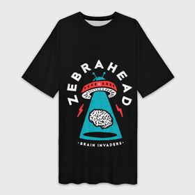 Платье-футболка 3D с принтом Zebrahead   Brain Invaders в Кировске,  |  | album | brain | core | invaders | mind | rapcore | rock | ufo | zebrahead | альбом | зебрахед | мозг