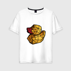 Женская футболка хлопок Oversize с принтом Геометрическая уточка в Кировске, 100% хлопок | свободный крой, круглый ворот, спущенный рукав, длина до линии бедер
 | 3d | bird | duck | geometric | геометрия | птица | утка