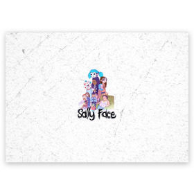 Поздравительная открытка с принтом Sally Face в Кировске, 100% бумага | плотность бумаги 280 г/м2, матовая, на обратной стороне линовка и место для марки
 | sally face | гизмо | девид | девочка | игра | лари | ларри | мальчик | маска | мрачная | на лице | пых | с протезом | сал | сали | салли | салли фейс | фейс | фэйс | эддисон | эшли