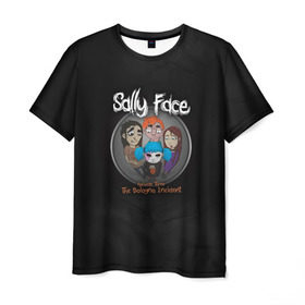 Мужская футболка 3D с принтом Sally Face в Кировске, 100% полиэфир | прямой крой, круглый вырез горловины, длина до линии бедер | sally face | гизмо | девид | девочка | игра | лари | ларри | мальчик | маска | мрачная | на лице | пых | с протезом | сал | сали | салли | салли фейс | фейс | фэйс | эддисон | эшли