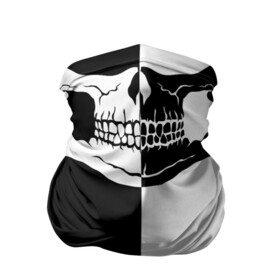 Бандана-труба 3D с принтом ЧЕРЕП в Кировске, 100% полиэстер, ткань с особыми свойствами — Activecool | плотность 150‒180 г/м2; хорошо тянется, но сохраняет форму | bandana | black | black  white | bones | face | mask | skull | white | бандана | кости | лицо | маска | чб | череп | черный белый