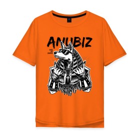 Мужская футболка хлопок Oversize с принтом Анубис в Кировске, 100% хлопок | свободный крой, круглый ворот, “спинка” длиннее передней части | anubiz | анубис | бог | бог войны | египет