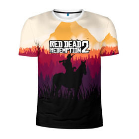 Мужская футболка 3D спортивная с принтом Red Dead Redemption 2 в Кировске, 100% полиэстер с улучшенными характеристиками | приталенный силуэт, круглая горловина, широкие плечи, сужается к линии бедра | game | gamer | rdr2 | red dead redemption 2 | rockstar studios | игры | ковбой