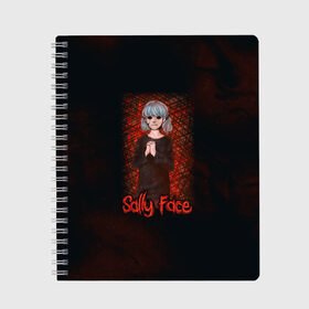 Тетрадь с принтом Sally Face в Кировске, 100% бумага | 48 листов, плотность листов — 60 г/м2, плотность картонной обложки — 250 г/м2. Листы скреплены сбоку удобной пружинной спиралью. Уголки страниц и обложки скругленные. Цвет линий — светло-серый
 | sally face | гизмо | девид | девочка | игра | лари | ларри | мальчик | маска | мрачная | на лице | пых | с протезом | сал | сали | салли | салли фейс | фейс | фэйс | эддисон | эшли