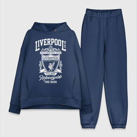 Женский костюм хлопок Oversize с принтом Ливерпуль в Кировске,  |  | anfield | liverpool | liverpool fc | the reds | you ll never walk a | клубная | красные | ливерпуль | мерсисайдцы | фанатская | футбольная | футбольный клуб | футбольный клуб ливерпуль | энфилд