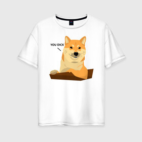 Женская футболка хлопок Oversize с принтом Сиба ину знает тебя Shiba Inu в Кировске, 100% хлопок | свободный крой, круглый ворот, спущенный рукав, длина до линии бедер
 | dog | inu | pet | shiba | shiba inu | ину | пес | питомец | сиба | сиба ину | собака