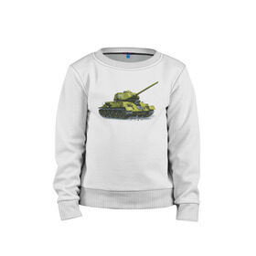 Детский свитшот хлопок с принтом Зимний Танк в Кировске, 100% хлопок | круглый вырез горловины, эластичные манжеты, пояс и воротник | war | бмп | броня | военный | война | зеленый | оборона | онлайн | оружие | снежный | танк | танки | танки онлайн | танчики