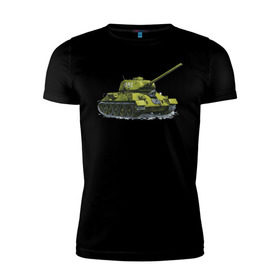 Мужская футболка премиум с принтом Зимний Танк в Кировске, 92% хлопок, 8% лайкра | приталенный силуэт, круглый вырез ворота, длина до линии бедра, короткий рукав | war | бмп | броня | военный | война | зеленый | оборона | онлайн | оружие | снежный | танк | танки | танки онлайн | танчики