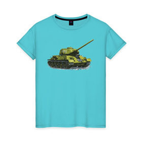 Женская футболка хлопок с принтом Зимний Танк в Кировске, 100% хлопок | прямой крой, круглый вырез горловины, длина до линии бедер, слегка спущенное плечо | war | бмп | броня | военный | война | зеленый | оборона | онлайн | оружие | снежный | танк | танки | танки онлайн | танчики