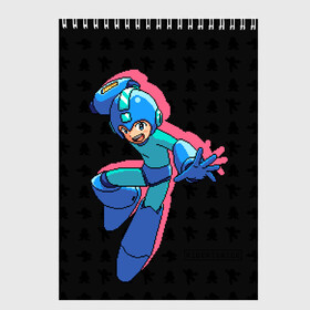 Скетчбук с принтом Mega Man (pixel art) Black в Кировске, 100% бумага
 | 48 листов, плотность листов — 100 г/м2, плотность картонной обложки — 250 г/м2. Листы скреплены сверху удобной пружинной спиралью | 8 bit | 8bit | art | dendy | famicom | game | games | japan | japanese | man | mega | mega man | megaman | nes | pixel | pixel art | pixelart | retro | video games | videogames