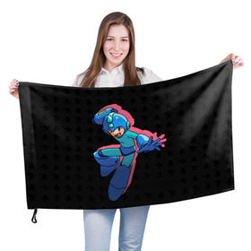 Флаг 3D с принтом Mega Man (pixel art) Black в Кировске, 100% полиэстер | плотность ткани — 95 г/м2, размер — 67 х 109 см. Принт наносится с одной стороны | 8 bit | 8bit | art | dendy | famicom | game | games | japan | japanese | man | mega | mega man | megaman | nes | pixel | pixel art | pixelart | retro | video games | videogames