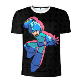 Мужская футболка 3D спортивная с принтом Mega Man (pixel art) Black в Кировске, 100% полиэстер с улучшенными характеристиками | приталенный силуэт, круглая горловина, широкие плечи, сужается к линии бедра | 8 bit | 8bit | art | dendy | famicom | game | games | japan | japanese | man | mega | mega man | megaman | nes | pixel | pixel art | pixelart | retro | video games | videogames