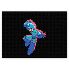 Поздравительная открытка с принтом Mega Man (pixel art) Black в Кировске, 100% бумага | плотность бумаги 280 г/м2, матовая, на обратной стороне линовка и место для марки
 | 8 bit | 8bit | art | dendy | famicom | game | games | japan | japanese | man | mega | mega man | megaman | nes | pixel | pixel art | pixelart | retro | video games | videogames