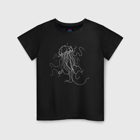Детская футболка хлопок с принтом Белая медуза векторный рисунок в Кировске, 100% хлопок | круглый вырез горловины, полуприлегающий силуэт, длина до линии бедер | art | medusa | vector | абстракция | вектор | медуза | щупальца