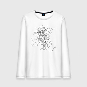 Мужской лонгслив хлопок с принтом Черная медуза векторный рисуно в Кировске, 100% хлопок |  | art | meduza | абстракция.vector | вектор | медуза | щупальца
