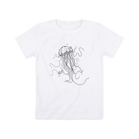 Детская футболка хлопок с принтом Черная медуза векторный рисуно в Кировске, 100% хлопок | круглый вырез горловины, полуприлегающий силуэт, длина до линии бедер | art | meduza | абстракция.vector | вектор | медуза | щупальца