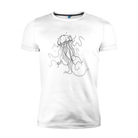 Мужская футболка премиум с принтом Черная медуза векторный рисуно в Кировске, 92% хлопок, 8% лайкра | приталенный силуэт, круглый вырез ворота, длина до линии бедра, короткий рукав | art | meduza | абстракция.vector | вектор | медуза | щупальца