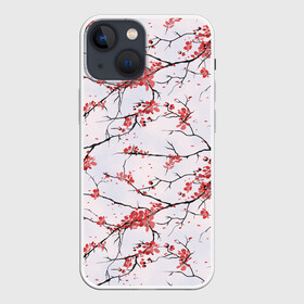 Чехол для iPhone 13 mini с принтом Сакура в Кировске,  |  | весна | ветвь | ветка | вишня | куст | кусты | лепестки | сакуры | цветёт | цветы | черешня