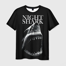 Мужская футболка 3D с принтом Night shark в Кировске, 100% полиэфир | прямой крой, круглый вырез горловины, длина до линии бедер | death | great white shark | monster | ocean | power | shark | акула | бездна | глубина | море | мощь | океан | сила | чудовище