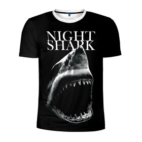 Мужская футболка 3D спортивная с принтом Night shark в Кировске, 100% полиэстер с улучшенными характеристиками | приталенный силуэт, круглая горловина, широкие плечи, сужается к линии бедра | death | great white shark | monster | ocean | power | shark | акула | бездна | глубина | море | мощь | океан | сила | чудовище
