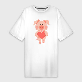 Платье-футболка хлопок с принтом Love Pig в Кировске,  |  | 2019 | дед мороз | дом | елка | желание | животные | зима | кабан | милый | мороз | настроение | новый год | пеппа | подарок | позитив | поросенок | праздник | радость | рождество | санта клаус | свинка
