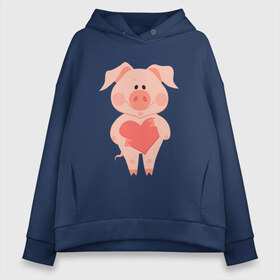 Женское худи Oversize хлопок с принтом Love Pig в Кировске, френч-терри — 70% хлопок, 30% полиэстер. Мягкий теплый начес внутри —100% хлопок | боковые карманы, эластичные манжеты и нижняя кромка, капюшон на магнитной кнопке | 2019 | дед мороз | дом | елка | желание | животные | зима | кабан | милый | мороз | настроение | новый год | пеппа | подарок | позитив | поросенок | праздник | радость | рождество | санта клаус | свинка