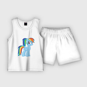 Детская пижама с шортами хлопок с принтом Радуга Дэш в Кировске,  |  | my little pony | pony | rainbow dash | дружба – это чудо | дружба. пони | дэш | кобылка | морская пони | пегас | радуга | элемент верности