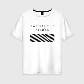 Женская футболка хлопок Oversize с принтом Twenty one pilots в Кировске, 100% хлопок | свободный крой, круглый ворот, спущенный рукав, длина до линии бедер
 | 21 pilots | josh dun | music | rock | twenty one pilots | tyler joseph | джош дан | музыка | рок | тайлер джозеф