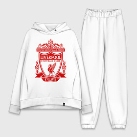 Женский костюм хлопок Oversize с принтом Ливерпуль в Кировске,  |  | anfield | liverpool | liverpool fc | the reds | you ll never walk a | клубная | красные | ливерпуль | мерсисайдцы | фанатская | футбольная | футбольный клуб | футбольный клуб ливерпуль | энфилд