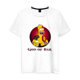 Мужская футболка хлопок с принтом God of Bar в Кировске, 100% хлопок | прямой крой, круглый вырез горловины, длина до линии бедер, слегка спущенное плечо. | god of war | бар | гомер | симпсоны