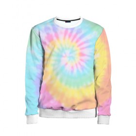 Детский свитшот 3D с принтом Pastel Tie Dye в Кировске, 100% полиэстер | свободная посадка, прямой крой, мягкая тканевая резинка на рукавах и понизу свитшота | Тематика изображения на принте: tie dye | абстракция | краска | хиппи