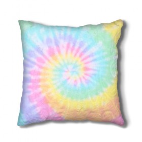 Подушка 3D с принтом Pastel Tie Dye в Кировске, наволочка – 100% полиэстер, наполнитель – холлофайбер (легкий наполнитель, не вызывает аллергию). | состоит из подушки и наволочки. Наволочка на молнии, легко снимается для стирки | Тематика изображения на принте: tie dye | абстракция | краска | хиппи