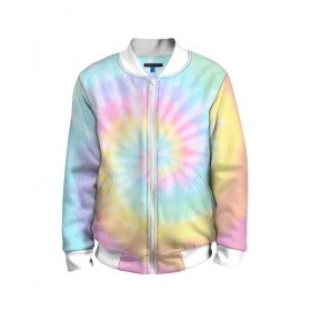 Детский бомбер 3D с принтом Pastel Tie Dye в Кировске, 100% полиэстер | застегивается на молнию, по бокам два кармана без застежек, мягкие манжеты, по низу бомбера и на воротнике — эластичная резинка | tie dye | абстракция | краска | хиппи