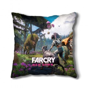 Подушка 3D с принтом FARCRY:NEW DAWN в Кировске, наволочка – 100% полиэстер, наполнитель – холлофайбер (легкий наполнитель, не вызывает аллергию). | состоит из подушки и наволочки. Наволочка на молнии, легко снимается для стирки | far cry | far cry 5 | far cry new dawn | far cry primal | farcry | fc 5 | fc5 | game | new dawn | primal | игры | постапокалипсис | фар край | фар край 5