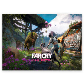 Поздравительная открытка с принтом FARCRY:NEW DAWN в Кировске, 100% бумага | плотность бумаги 280 г/м2, матовая, на обратной стороне линовка и место для марки
 | far cry | far cry 5 | far cry new dawn | far cry primal | farcry | fc 5 | fc5 | game | new dawn | primal | игры | постапокалипсис | фар край | фар край 5