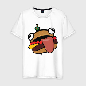 Мужская футболка хлопок с принтом Durr burger в Кировске, 100% хлопок | прямой крой, круглый вырез горловины, длина до линии бедер, слегка спущенное плечо. | Тематика изображения на принте: battle | durrr | fastfood | fortnite | royale | бургер | еда | фастфуд