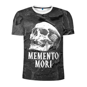 Мужская футболка 3D спортивная с принтом Memento mori в Кировске, 100% полиэстер с улучшенными характеристиками | приталенный силуэт, круглая горловина, широкие плечи, сужается к линии бедра | black | death | life | memento mori | skeleton | skull | жизнь | скелет | череп | черный