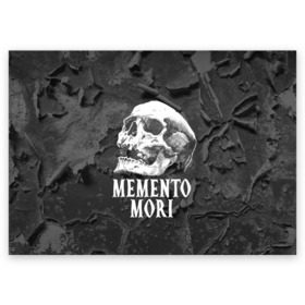 Поздравительная открытка с принтом Memento mori в Кировске, 100% бумага | плотность бумаги 280 г/м2, матовая, на обратной стороне линовка и место для марки
 | black | death | life | memento mori | skeleton | skull | жизнь | скелет | череп | черный