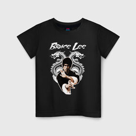 Детская футболка хлопок с принтом Bruce lee в Кировске, 100% хлопок | круглый вырез горловины, полуприлегающий силуэт, длина до линии бедер | bruce lee | jeet kune do | брюс ли | каратэ