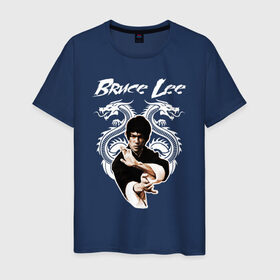 Мужская футболка хлопок с принтом Bruce lee в Кировске, 100% хлопок | прямой крой, круглый вырез горловины, длина до линии бедер, слегка спущенное плечо. | bruce lee | jeet kune do | брюс ли | каратэ