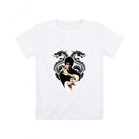 Детская футболка хлопок с принтом Bruce Lee в Кировске, 100% хлопок | круглый вырез горловины, полуприлегающий силуэт, длина до линии бедер | 