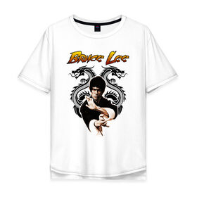 Мужская футболка хлопок Oversize с принтом Bruce lee в Кировске, 100% хлопок | свободный крой, круглый ворот, “спинка” длиннее передней части | bruce lee | jeet kune do | karate | брюс ли | каратэ