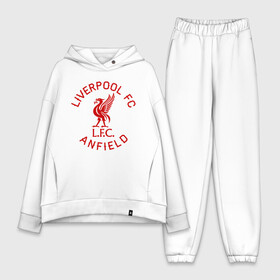 Женский костюм хлопок Oversize с принтом Ливерпуль в Кировске,  |  | anfield | liverpool | liverpool fc | the reds | you ll never walk a | клубная | красные | ливерпуль | мерсисайдцы | фанатская | футбольная | футбольный клуб | футбольный клуб ливерпуль | энфилд