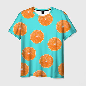 Мужская футболка 3D с принтом Апельсины в Кировске, 100% полиэфир | прямой крой, круглый вырез горловины, длина до линии бедер | апельсин | апельсины | грейпфрукт | грейпфрут | разрез | сочный | фрукт