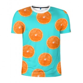 Мужская футболка 3D спортивная с принтом Апельсины в Кировске, 100% полиэстер с улучшенными характеристиками | приталенный силуэт, круглая горловина, широкие плечи, сужается к линии бедра | апельсин | апельсины | грейпфрукт | грейпфрут | разрез | сочный | фрукт