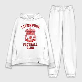 Женский костюм хлопок Oversize с принтом Ливерпуль в Кировске,  |  | anfield | liverpool | liverpool fc | the reds | you ll never walk a | клубная | красные | ливерпуль | мерсисайдцы | фанатская | футбольная | футбольный клуб | футбольный клуб ливерпуль | энфилд