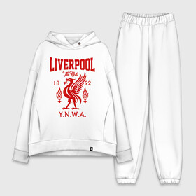 Женский костюм хлопок Oversize с принтом Ливерпуль в Кировске,  |  | anfield | liverpool | liverpool fc | the reds | you ll never walk a | клубная | красные | ливерпуль | мерсисайдцы | фанатская | футбольная | футбольный клуб | футбольный клуб ливерпуль | энфилд